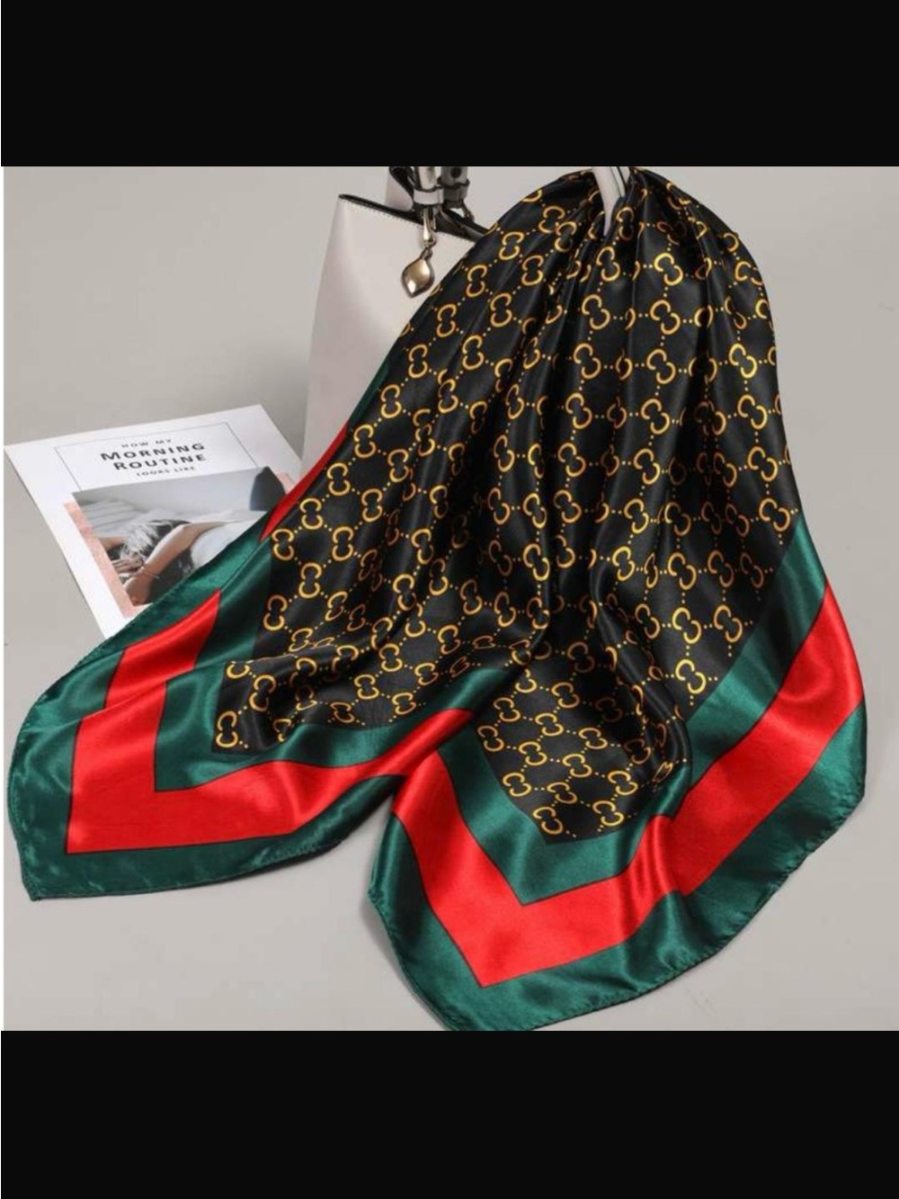 Luxury Patterned Satin Scarf - Picture 10 of 16
